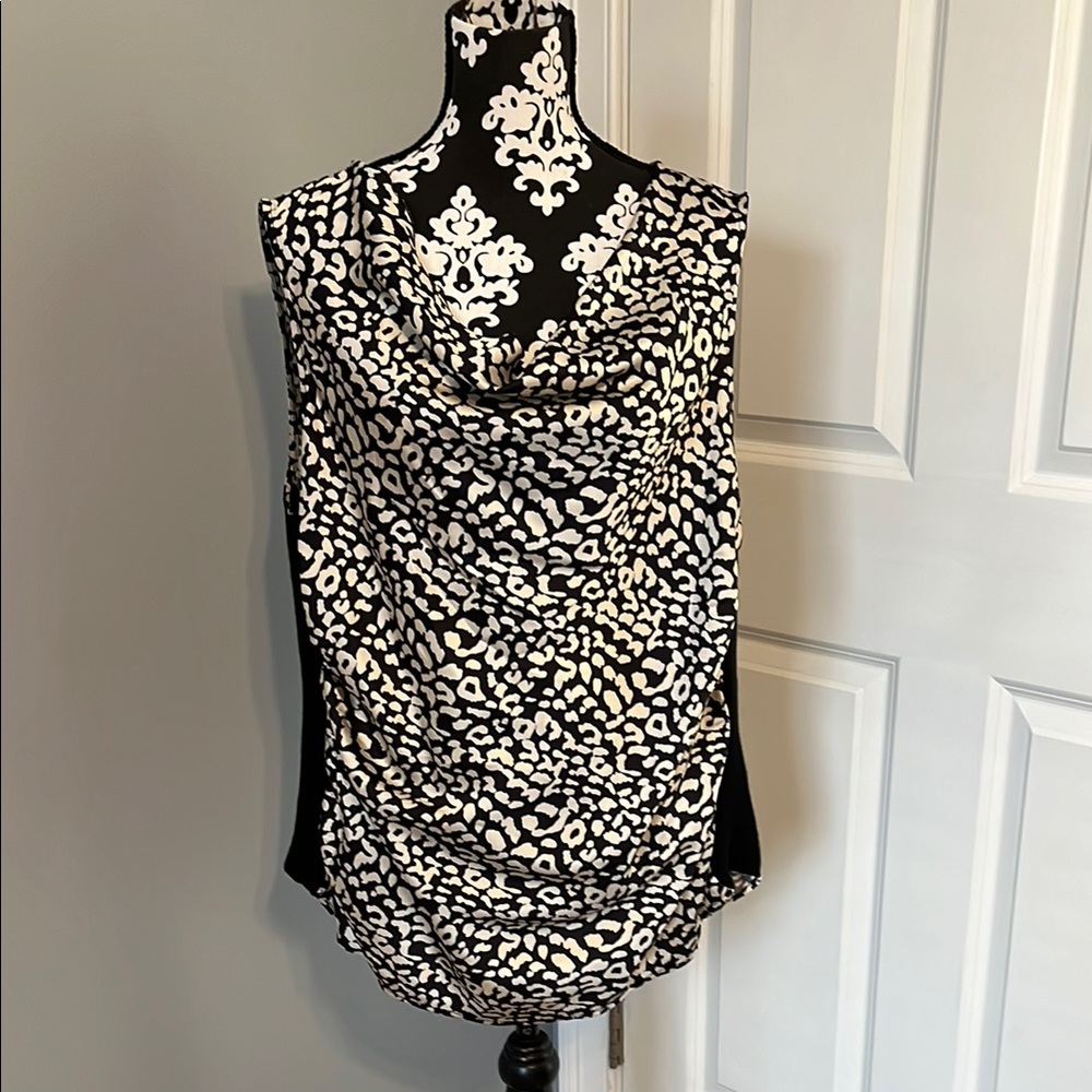Symphony Black and White Ruched Blouse
